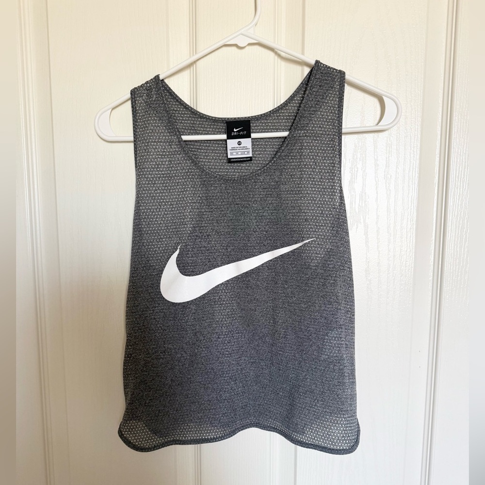 Nike: Dri-FIT Mesh Heather Gray Tank - Size XS